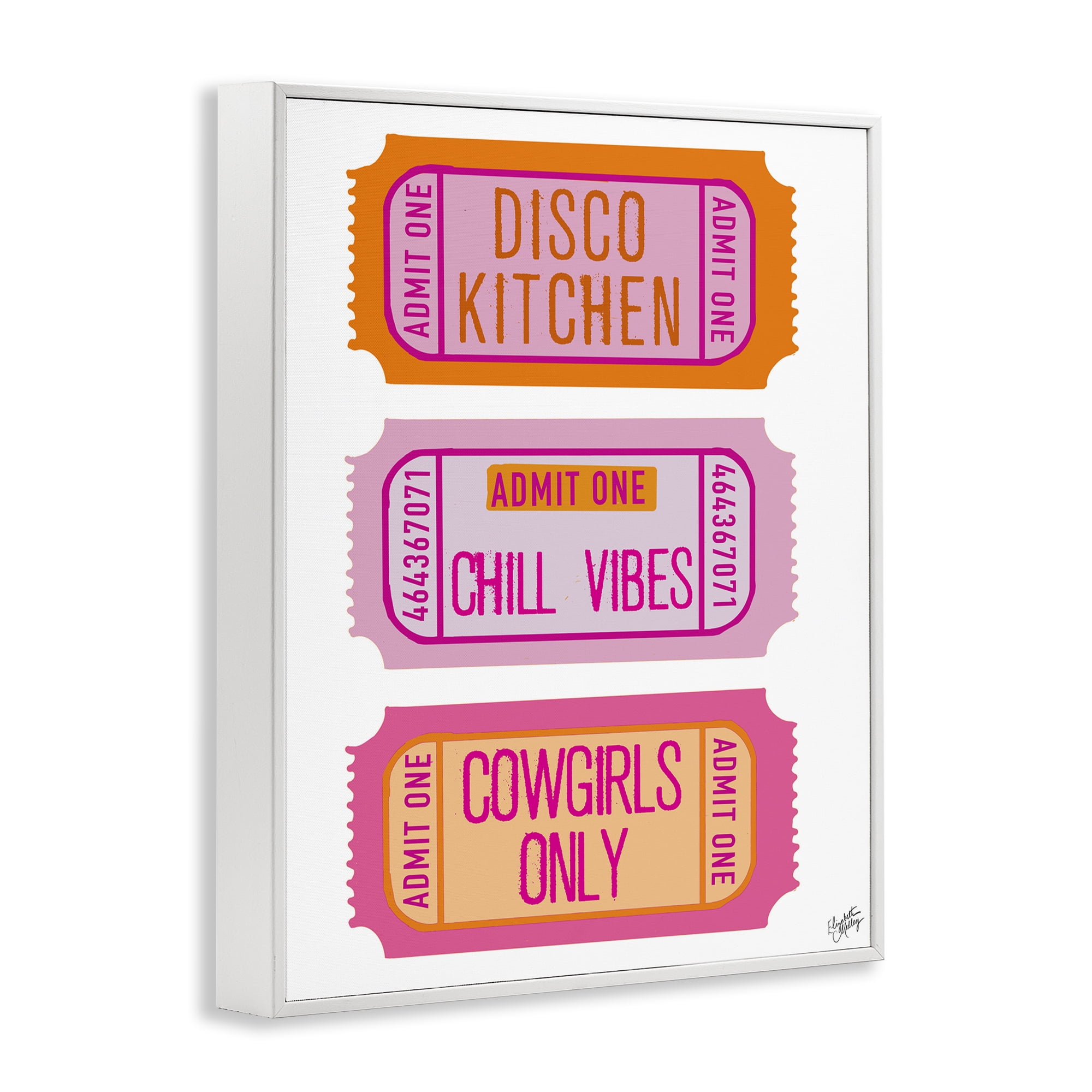 Stupell Industries Disco Cowgirl Ticket Phrases White Framed Giclee Art, design by Elizabeth Medley