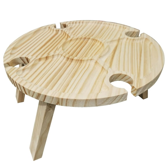Mini Picnic Table With Glass Holder Wooden Folding Wine Table for Beach Garden Party Boat