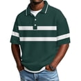 thumbnail image 2 of longantii Polo Shirts for Men Relaxed Fit Collared Short Sleeve Tshirts Comfortable Striped Pullovers 2026 Summer Streetwear Turquoise XXXXL, 2 of 4
