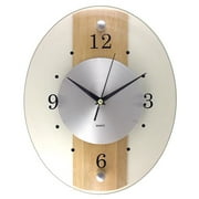 13" X 10" OVAL GLASS LIGHT WOOD SILVER DIAL