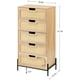 thumbnail image 2 of Natural rattan 5 - cajón cómoda: de madera chest con solid metal legs, estilo rural - style almacenamiento gabinete para dormitorio, sala de estar & entrada (oak), 2 of 7