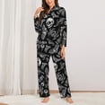 thumbnail image 2 of KLL Skull bird bat spider Print Women's Long Sleeve Pajamas with Pants Sleepwear Loungewear 2 Set-XX-Large, 2 of 7
