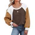 thumbnail image 1 of Sudadera de forro polar difuso con cuello redondo para mujer, informal, de moda, manga larga, bloque de color, Tops Café XL, 1 of 6