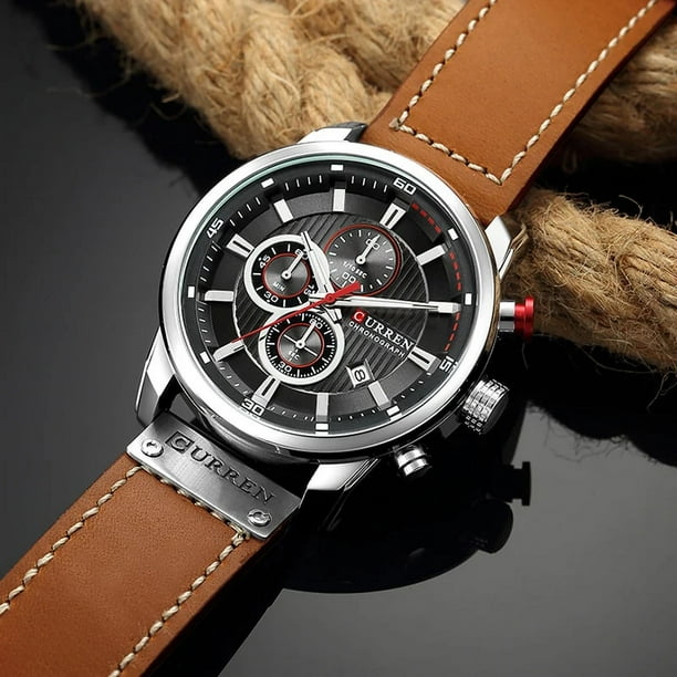 Leather sports watch cheap
