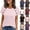 Hot Pink, variant on POIUYTR Women Ribbed Knit Shirts Casual Loose Crewneck Short Sleeve Blouses Trendy Stretch Solid Color Tops