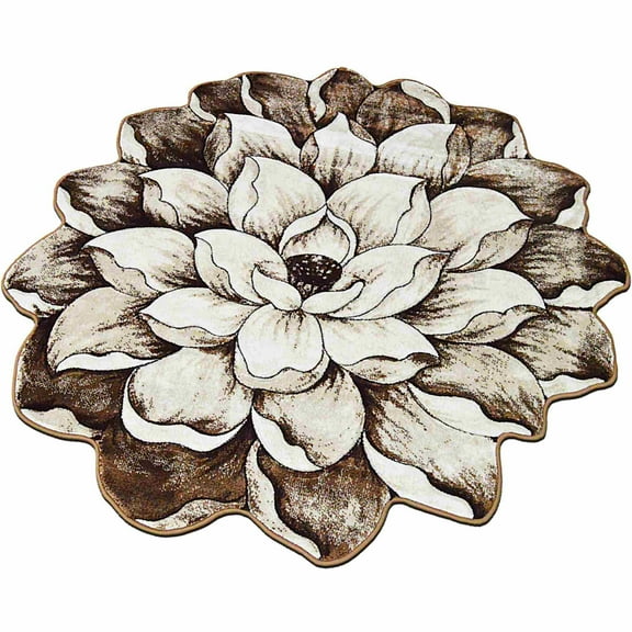 Flowers Rug Design 301 - 2'6"x2'6" Round, Brown