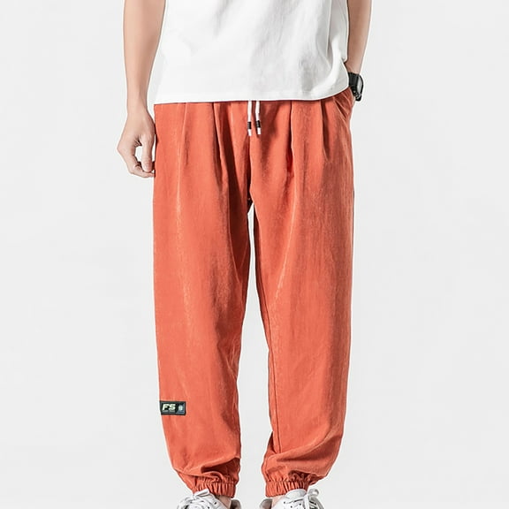 FAFWYP Cargo Pants for Men, Elastic Waist Casual Loose Fit Joggers Pants Lightweight Active Sweatpants Outdoor Hiking Work Pants with 2 Pockets