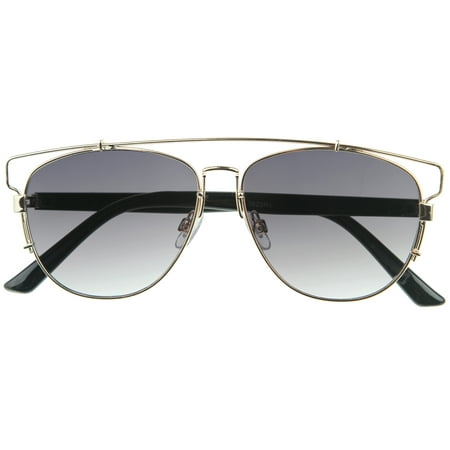 sunglassLA - Modern Fashion Full Metal Crossbar Technologic Flat Lens Aviator Sunglasses - 54mm