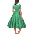 thumbnail image 4 of Dvprdro Robe de Bal pour Femme Invitée de Mariage Mode Vintage à Pois Imprimée Manches Courtes Ligne A Évasée Cocktail Fête Robe Midi, 4 of 5