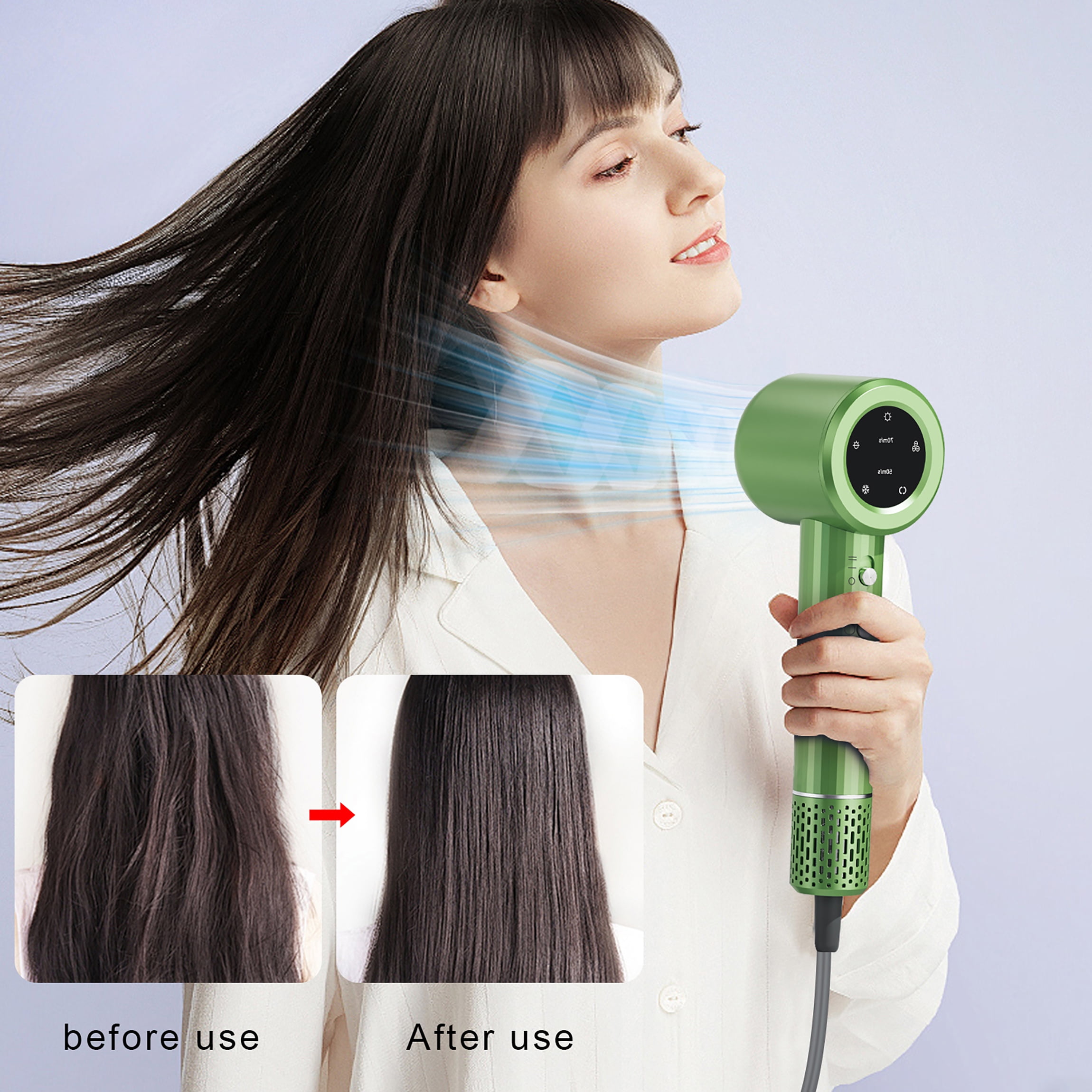 EXF Hair Dryer - 110000 RPM High- Motor Negative Ionic Blow Dryer  with Magnetic Nozzle&LED Display