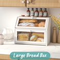 thumbnail image 2 of White Large Bread Box for Kitchen Counter, Double Layer Bamboo Wooden Large Capacity Bread Storage Bin, 2 of 8