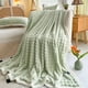 thumbnail image 5 of Manta de Forro Polar Suave y Cálida de Color Verde Claro | 150 X 102 Cm | Manta Acogedora y Esponjosa para El Sofá | Manta Decorativa a Rayas | Ideal para Regalo | Poliéster | Ligera y Transpirable |, 5 of 6