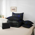 thumbnail image 4 of Erosebridal Teen Geometric Bedding 7 Pcs Full Black Navy Royal Blue Comforter Set With Sheets Men,Neon Abstract Stereoscopic Check Grid Bed in a bag Square Plaid Bed Set, 4 of 5