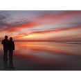 thumbnail image 2 of Paulson, Don 18x15 Gold Ornate Wood Framed with Double Matting Museum Art Print Titled - Oregon, Cannon Beach Couple on beach at sunset, 2 of 4