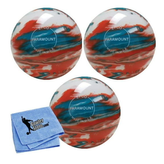 EPCO Duckpin Bowling Balls - Marbleized - Turquoise, Orange  White (4 7/8 inch- 3lbs. 12 oz.) 3 Balls