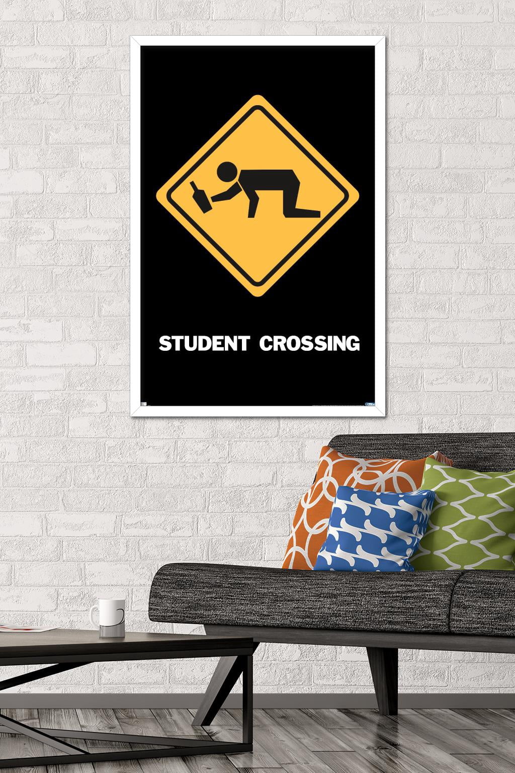 Student Crossing Wall Poster, 22.375" x 34", Framed
