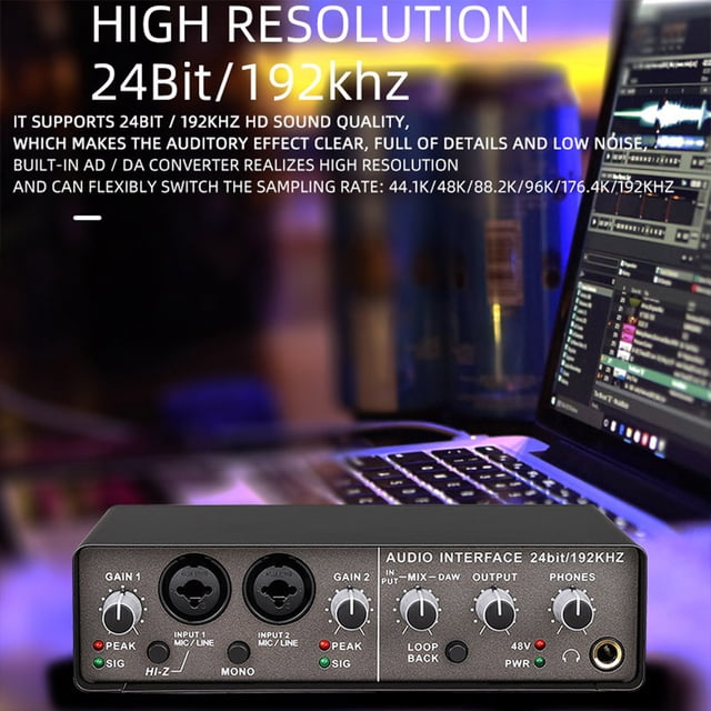 VONKY Metal Crystal Clear External Sound Card 2 Way Input 4 Wayout MIX