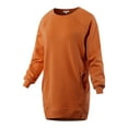 thumbnail image 2 of A2Y Women's Oversized Crew Neck Loose Fit Longline Front Slits Pockets Sweatshirts Almond S, 2 of 5