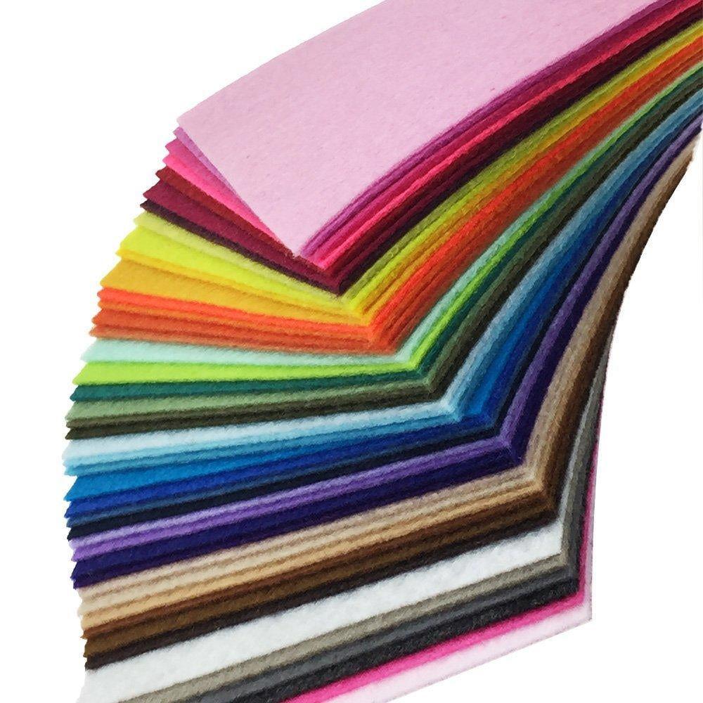 Assorted Color Felt Fabric Sheets Patchwork Sewing DIY Craft 1mm Thick 10 x10cm flic-flac 44PCS 4 x 4 inches