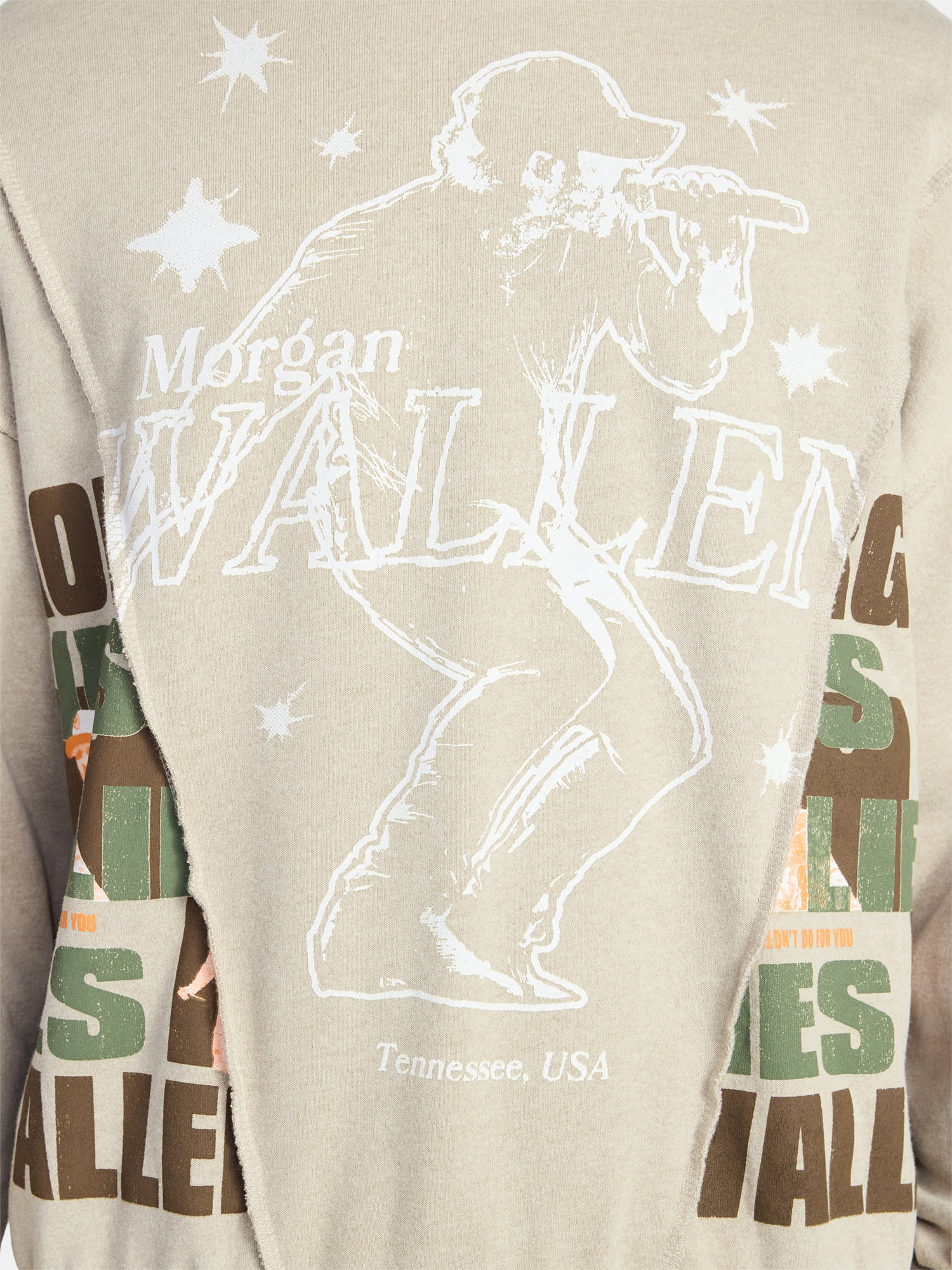 Morgan Wallen Men's Boxy Oversized Split Graphic Crewneck Sweatshirt, Sizes S-3XL