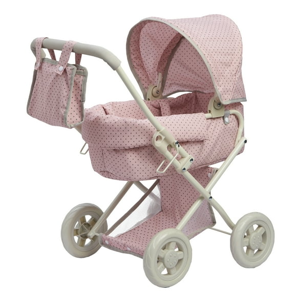 Teamson Kids 16" Poupée Bébé Pliable Conception Classique Poussette Poussette Poussette 4 Roues Jeu Rose