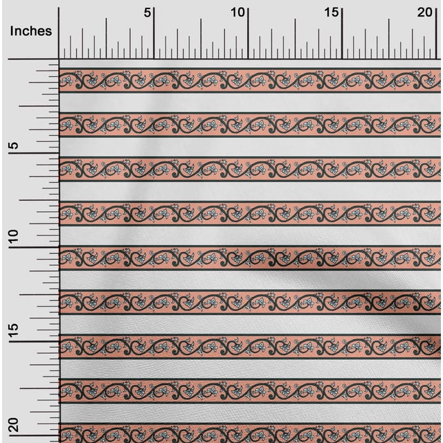 oneOone Polyester Lycra Peach Fabric Leaves & Floral Block Craft Projects Decor Fabric Printed By The Yard 56 Inch Wide