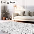 thumbnail image 2 of ODIKA 2'x3' Machine Washable Non-Slip Area Rug, Scandinavian Floral Vine Scrollwork Artistic High Traffic Rug, Black, 463907, 2 of 7