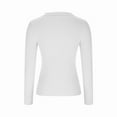thumbnail image 5 of QUNYINEY Long Sleeve Tshirts Shirts for Women White V-Neck Casual Solid Tops Drop Shoulder Pullover Slim Ribbed T-Shirts, 5 of 7