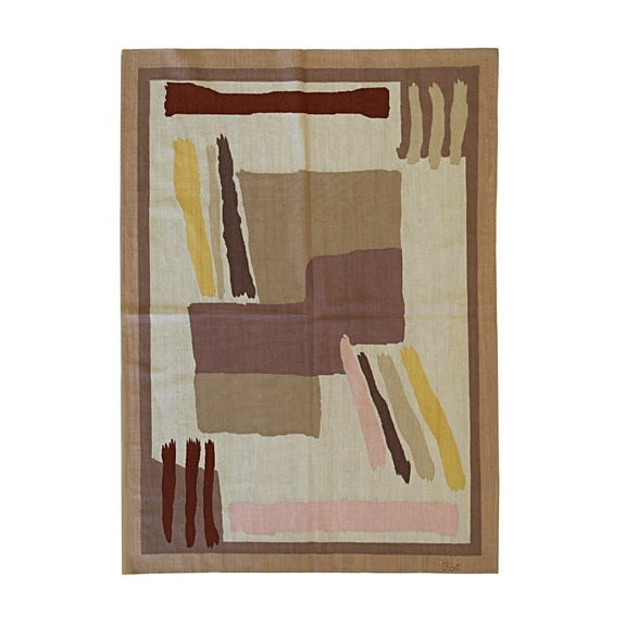 EORC FAM043BG6X8 6 x 8 ft. Modern Flat Contemporary Weave Wool Area Rug, Beige