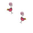 thumbnail image 2 of Delight Jewelry Silvertone Hot Pink Tropical Drink Pink Crystal Clip on Earrings, 2 of 5