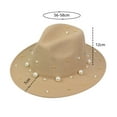 thumbnail image 6 of IDALL Bucket Hats Fedora Hats for Women Ladies Fashion Fedora Hat Panama Hat With Handmade Pearls Beach Hat Khaki One Size, 6 of 9