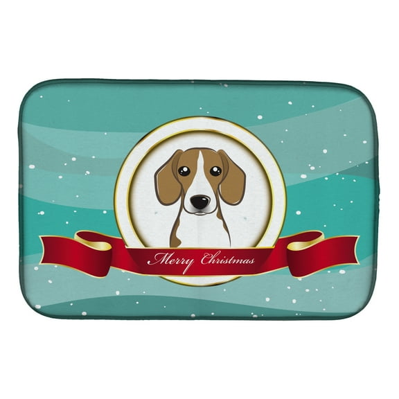 Carolines Treasures BB1549DDM Beagle Merry Christmas Dish Drying Mat 14 x 21" multicolor