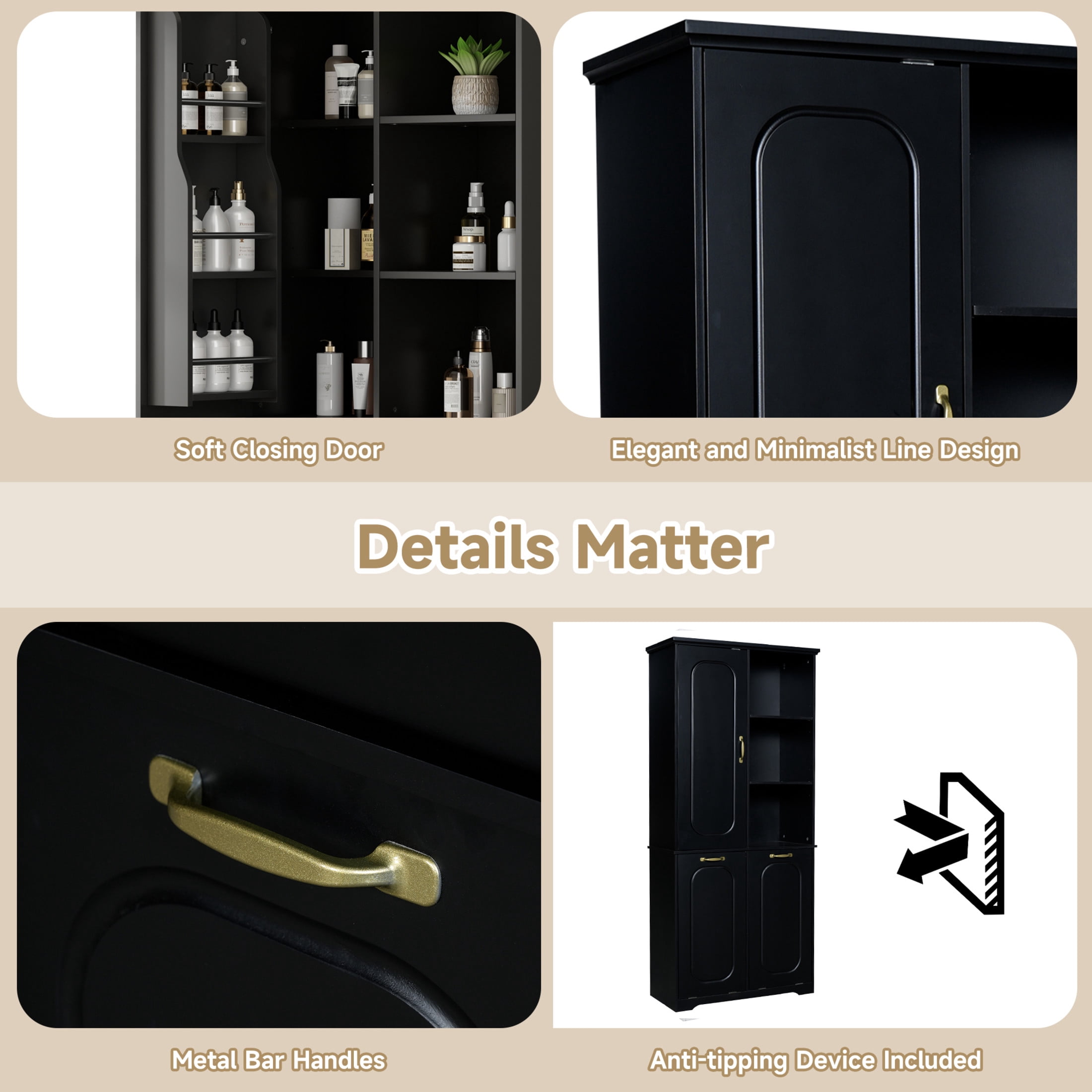 Christopher Knight Home 68" Tall Storage Cabinet with Tilt-Out Hampers, Adjustable Shelves, Black