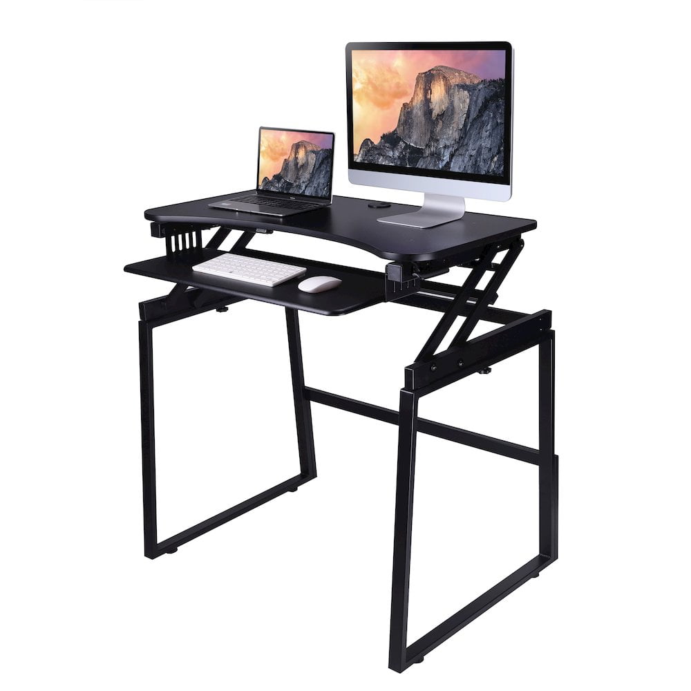 Rocelco 37.5" Height Adjustable Standing Desk Converter with Floor Stand BUNDLE