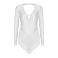thumbnail image 4 of YONGHS Justaucorps de Danse Jazz Latin à Franges et Strass pour Femmes Ivoire L, 4 of 7