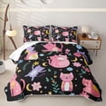 thumbnail image 2 of jejeloiu Cartoon Cat Moon Floral Bed Spread Queen Kids,Night Cute Animal Print Queen Coverlet Set For Girls,3 Pieces, 2 of 7