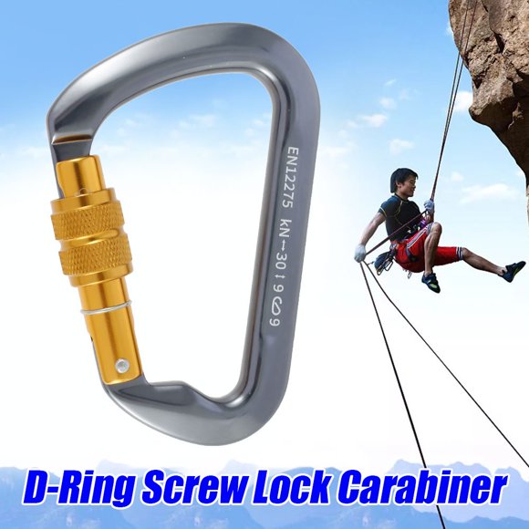 D-Ring Screw Lock Carabiner Carabiner Hook Durable Strong and Light Large Carabiners Clip Set for Outdoor Securit