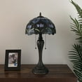 thumbnail image 5 of Tiffany Table Lamp Blue Purple Stained Glass Tulips LED Bulbs Included Vintage For Living Room Bedroom Bedside 12"W*12"D*22"H, 5 of 6