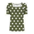 thumbnail image 3 of Jalioing Women's Summer Shirts Short Puff Sleeve Fashion T Shirts Trendy Square Neck Casual Tops Outfits, 3 of 7