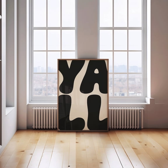 Yall Bold Art Poster, Western Boho Cowgirl Poster Black Neutral Wall Decor Boho Cowboy Aesthetic Trendy Cowgirl Art Apartment Decor, Unframed Poster Size 8x12 F03.1.15l256