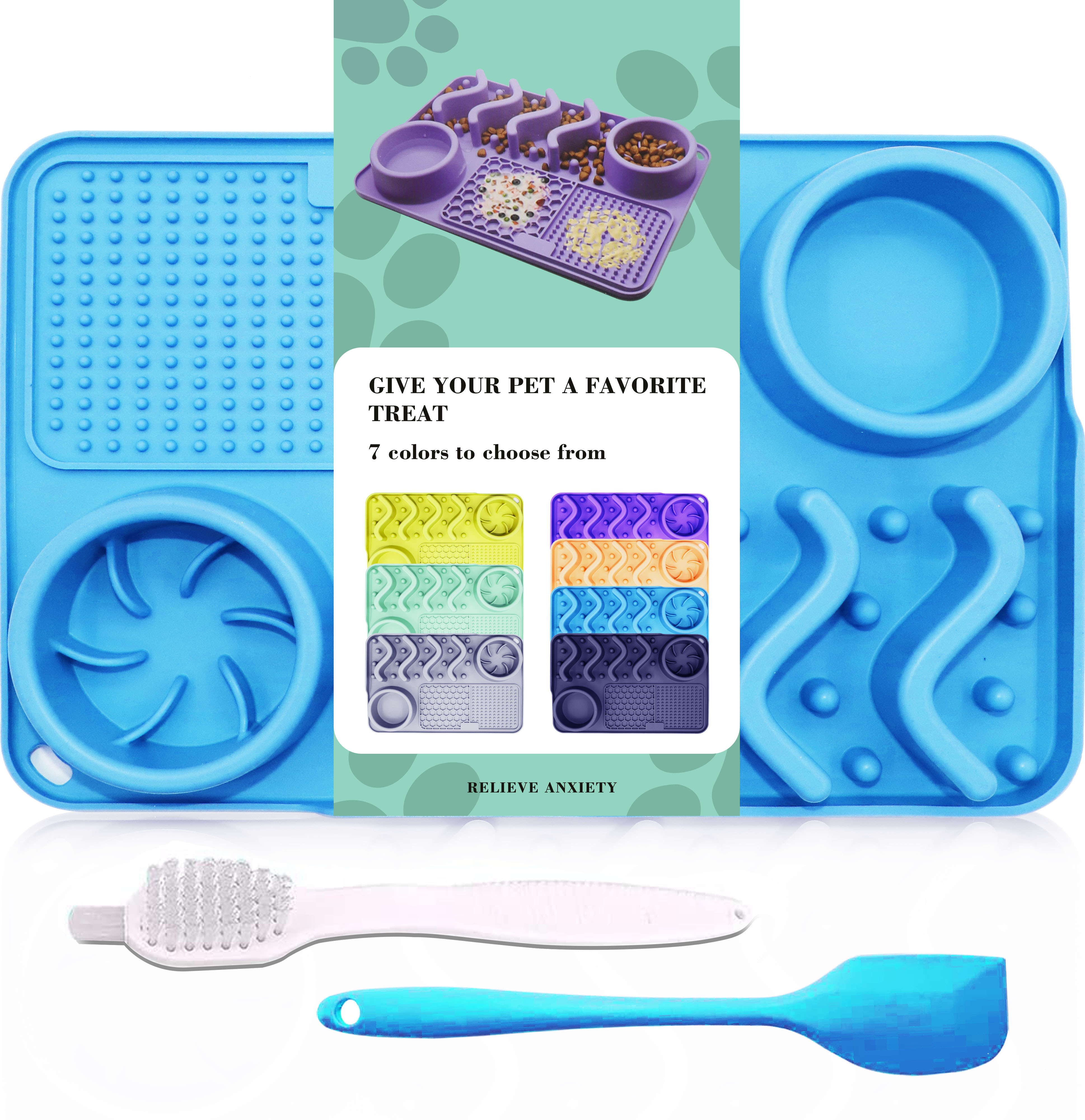 Rvonkix All in One Dog Lick Mat with Suction Cups Slow Feeder Dog Bowls