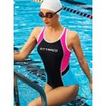 thumbnail image 4 of Attraco Women's One-piece Sports Swimsuit Color Block Water Aerobic Swimwear Bathing Suit, 4 of 6