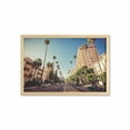 thumbnail image 1 of Urban Wall Art with Frame, Street in Beverly Hills CaliforniPalm Trees Houses Famous City Photo, Printed Fabric Poster for Bathroom Living Room, 35" x 23", Pale Blue Peach Green, by Ambesonne, 1 of 2