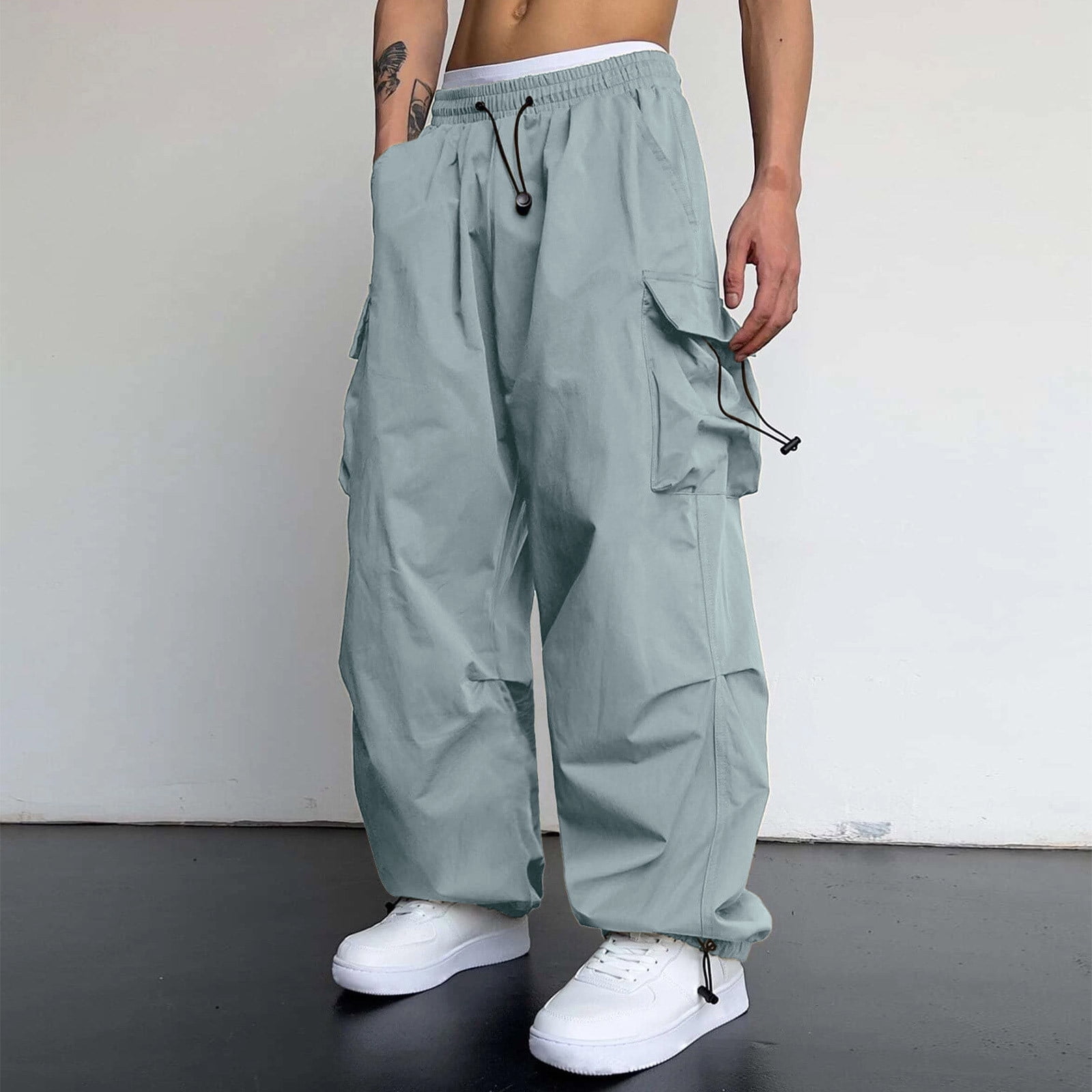 NIEWTR Cargo Pants for Men Elastic Waist Solid Overalls Work NIEWTR Cargo Pants for Men Elastic Waist Solid Overalls Work