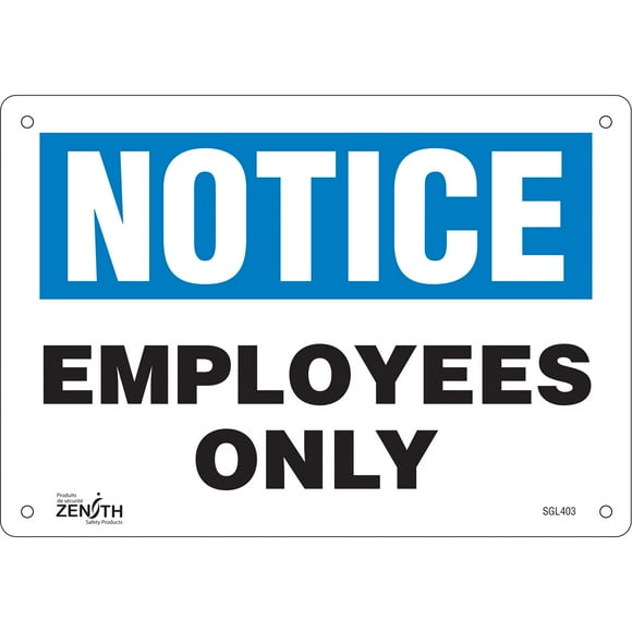 Employees Only Sign, 7" x 10", Aluminum, English