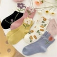 thumbnail image 4 of 5 Pairs White Cute Socks, Women's Lace Ruffles Ankle Casual Sock,  Breathable Mid Tube Socks, Floral Crew Socks, 4 of 6