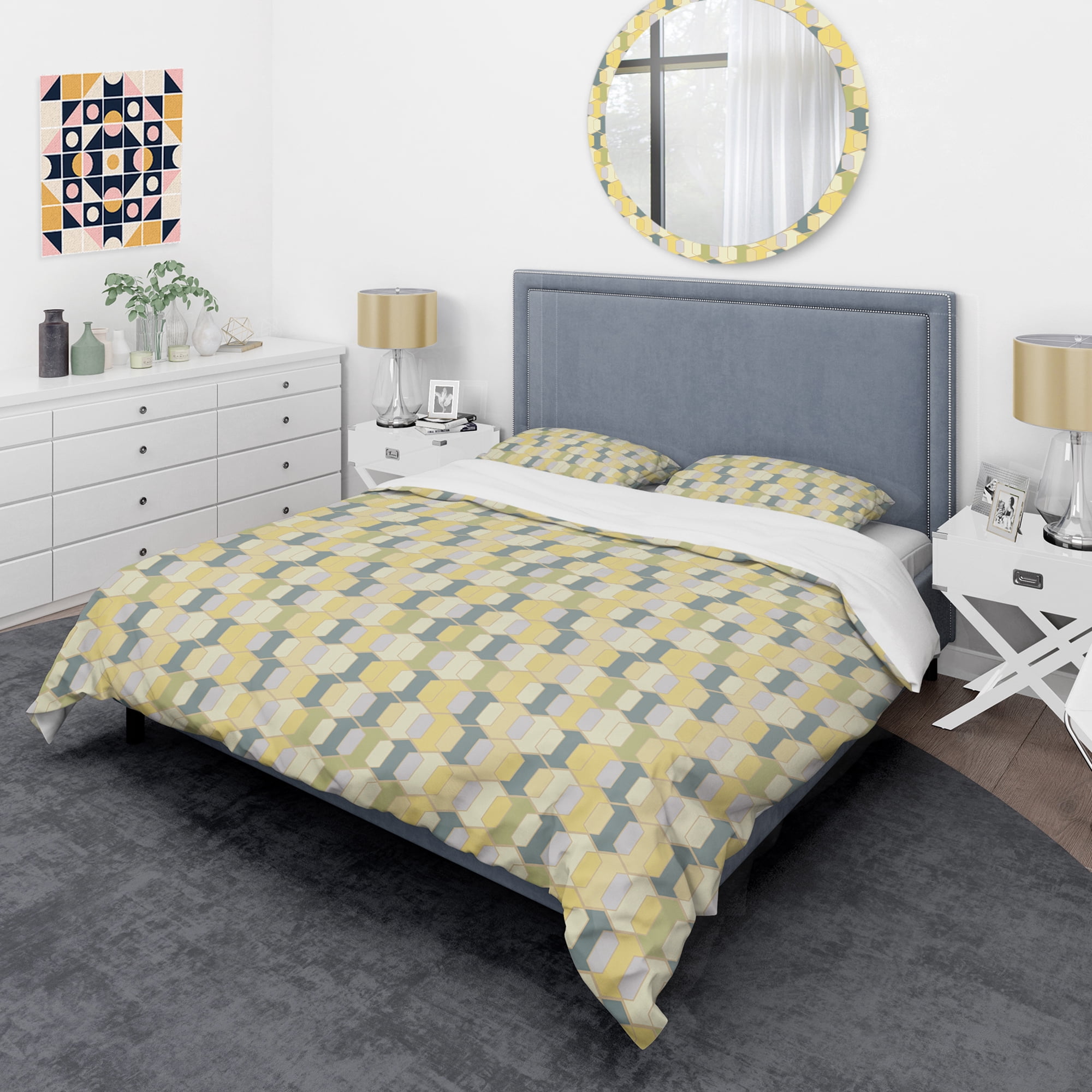 Designart 'Abstract Retro Geometrical Design II' Mid-Century Modern Duvet Cover Set
