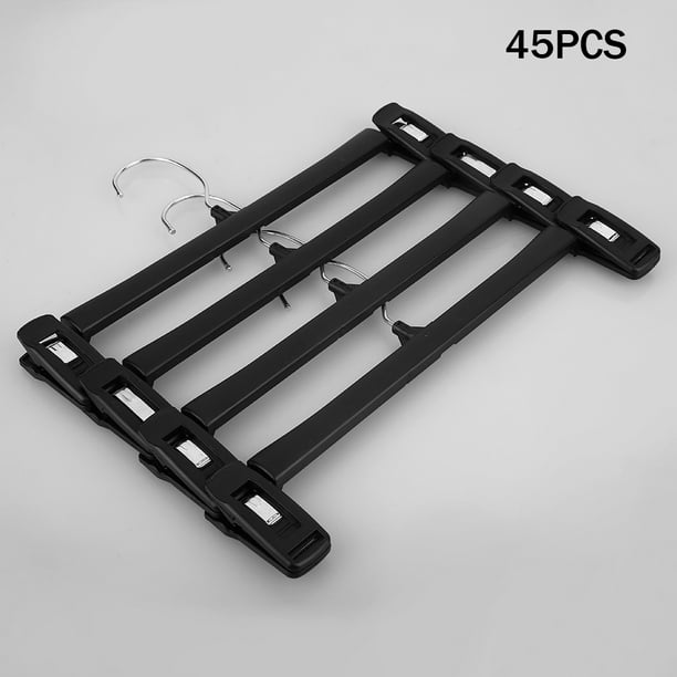Black 45 Pcs Clothes Practical Hangers Plastic 30cm For Skirts Pants