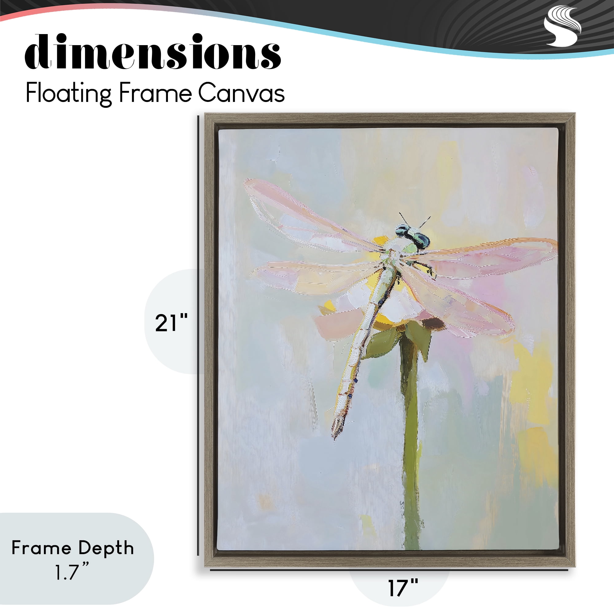 Stupell Industries Pastel Dragonfly Landing Brown Framed Floater Canvas Wall Art, design by The Prints Vibe