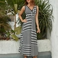 thumbnail image 5 of Maxi Dress Vintage Houndstooth Dress Patchwork Print Korean Fashion Boho Beach Long Dresses Female Sexy Printed Gift Idea, 5 of 7